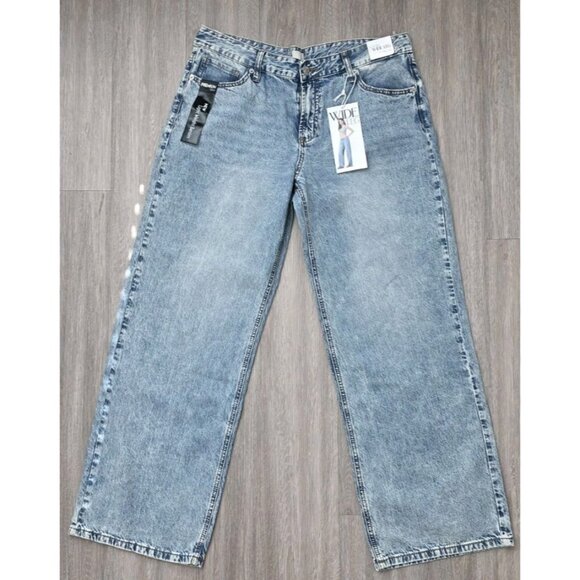 Simple Society Women Wide Leg Jeans Low Rise Blue Denim‎ Size 11/30 NWT - Picture 2 of 14